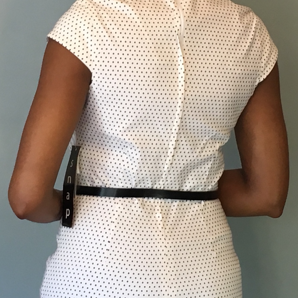White and black polka dot dress